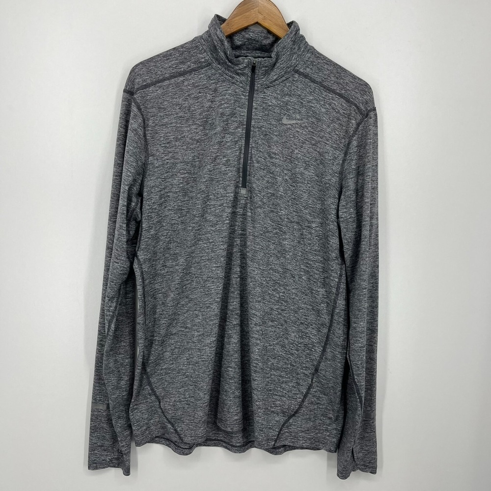 Nike Running Sweatshirt Men's Size L‎ Gray Pullover 1/4 Zip Lightweight